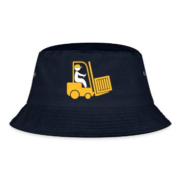 A Forklift Transporting A Box - Bucket Hat - navy - Front