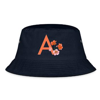 A mit Blumen - Bucket Hat - Navy - Vorne