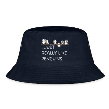 Pinguine Spruch Penguin Lover Tierhumor Cartoon - Bucket Hat - Navy - Vorne