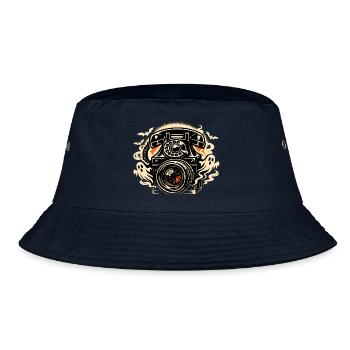 Flammenkamera Retro-Ästhetik - Bucket Hat - Navy - Vorne