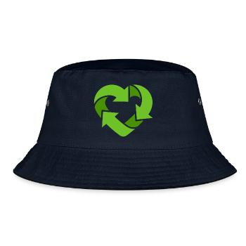 Recycling Heart + (Dein Text) - Bucket Hat - Navy - Vorne