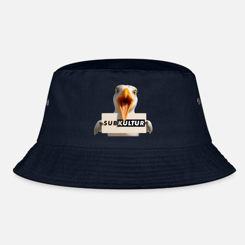 SUBKULTUR Möwe mit Schild - Bucket Hat - Navy