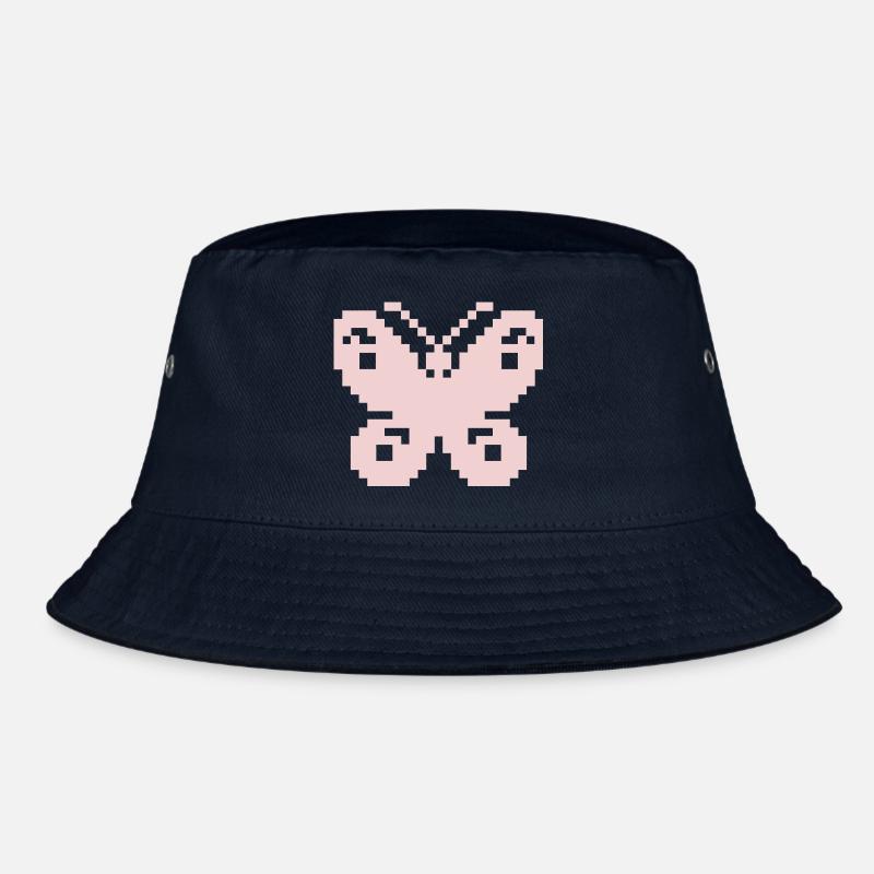 Pixel Pink Butterfly Bucket Hat