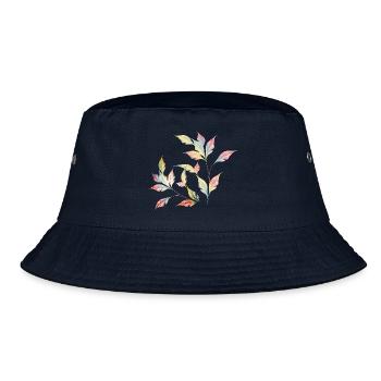 Delicately Shimmering Leaf Arrangement – Nature Art - Bucket Hat - navy - Front
