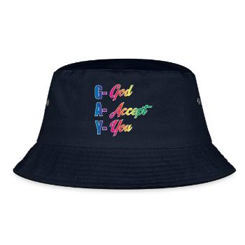 GAY God Accept You LGBTQ Christian Pride Art Tee  - Bucket Hat - Navy - Vorne