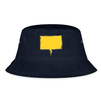 Eckige Sprechblase in Gelb used look - Bucket Hat - Navy - Vorne