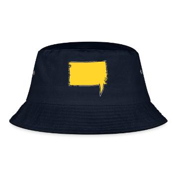 Eckige Sprechblase rechts in Gelb used look - Bucket Hat - Navy - Vorne