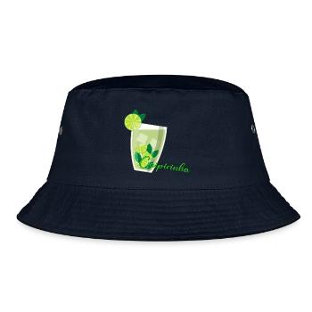 Caipirinha Glas mit Limetten Mint - Bucket Hat - Navy - Vorne