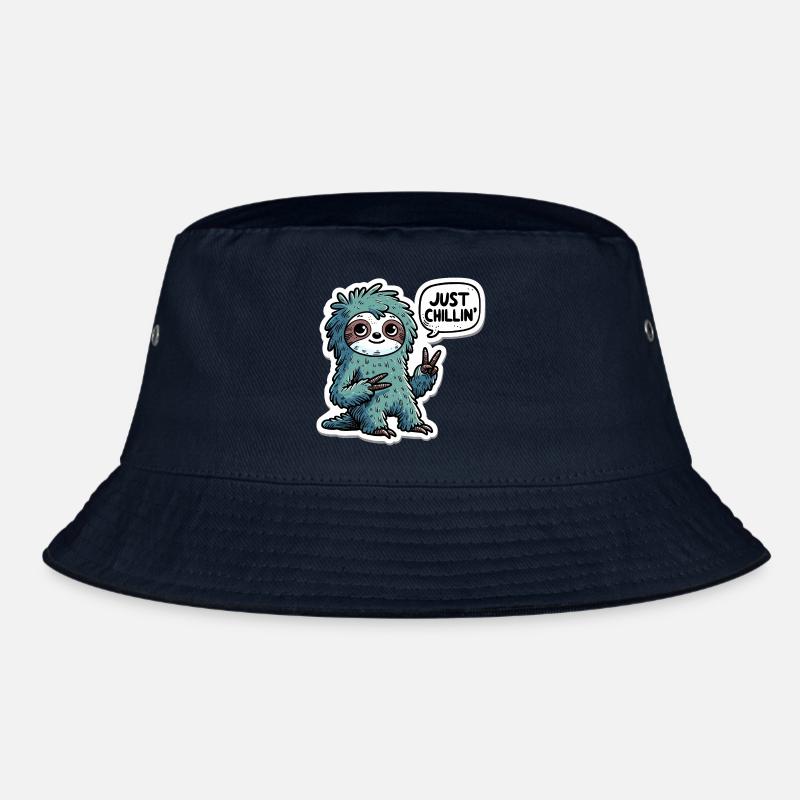 Just Chillin Sloth Sticker - Bucket Hat - navy