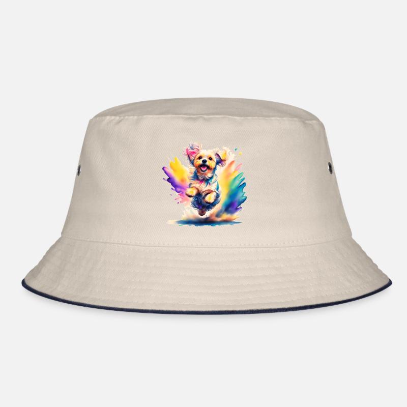 Maltese Puppy jumping Bucket Hat