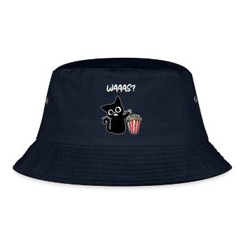 Movies Katze Popcorn Filmabend Theater Kinoabend - Bucket Hat - Navy - Vorne