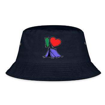 Camping Statement Wanderer Herz Wanderlust Zelten - Bucket Hat - Navy - Vorne