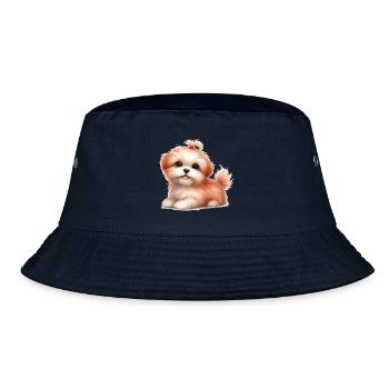 Kleiner Hundeblick mit Schleife - Bucket Hat - Navy - Vorne
