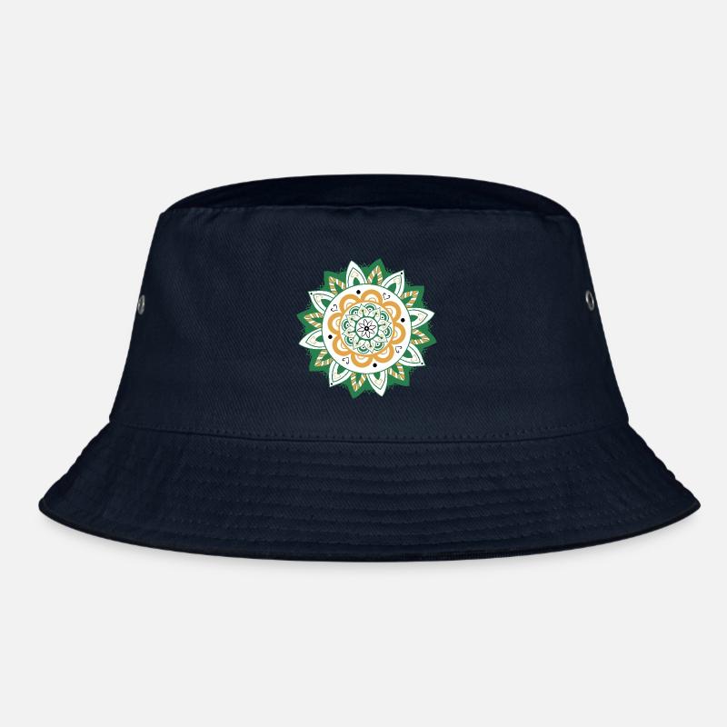 oriental pattern morocco green orange - Bucket Hat - navy
