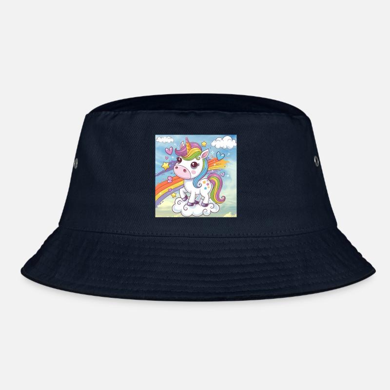Rainbow Unicorn - Bucket Hat - navy