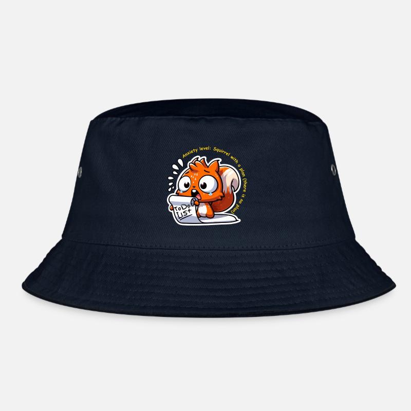 Anxious Squirrel with To-Do List - Bucket Hat - navy