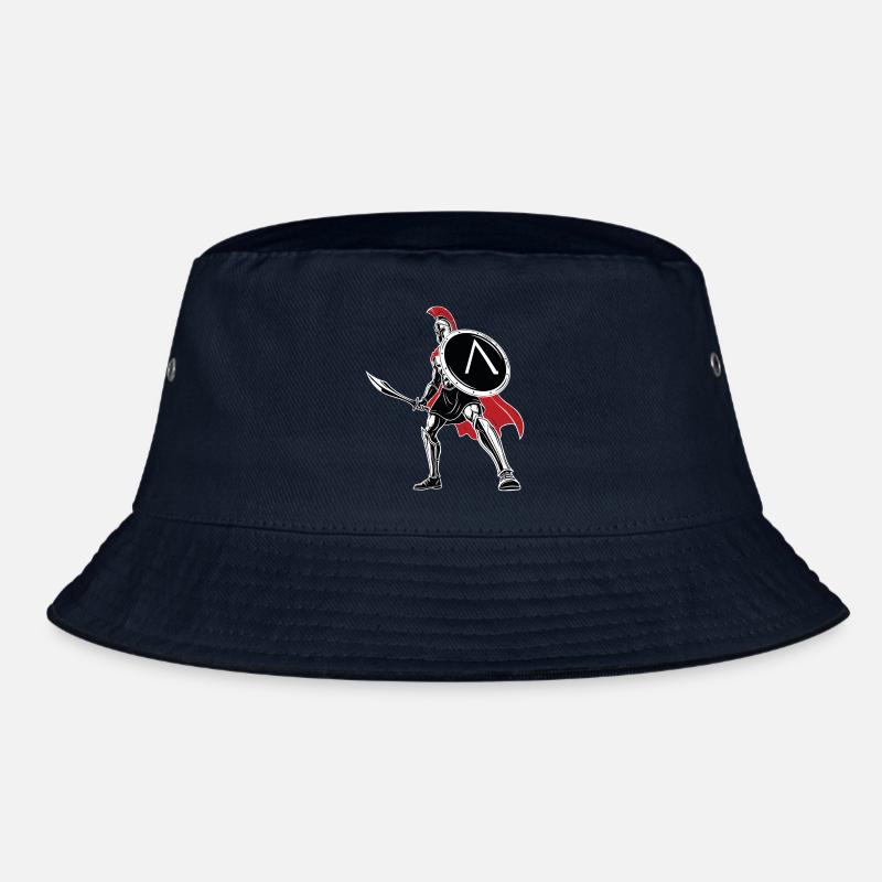 Spartan Sword Shield Mascot Spartan Legend Bucket Hat