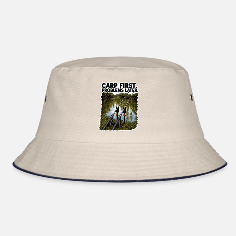 Karpfen Erste Probleme Später Fischereidesign Bucket Hat