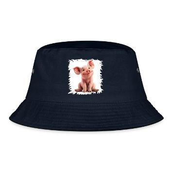 Fröhliches Schweinchen Cartoon - Bucket Hat - Navy - Vorne