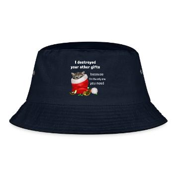 I destroyed your other gifts - Kätzchen - Bucket Hat - Navy - Vorne