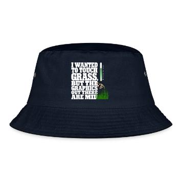 Touching Grass Gamer Shirt | Lustiges Nerd Gaming - Bucket Hat - Navy - Vorne