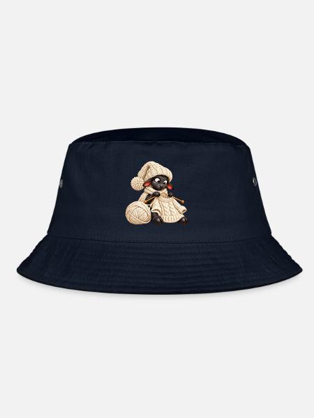 Schwarzes Schaf strickt einen Wollpullover - Bucket Hat - Navy