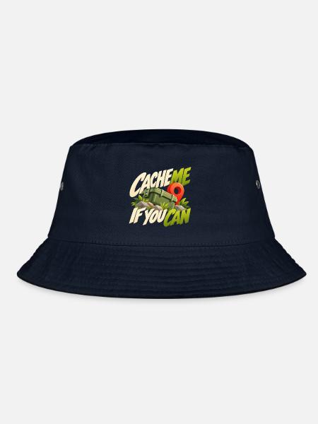 Cache Me If You Can Geocaching Motif - Bucket Hat - Navy