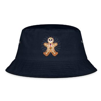 Lebkuchenmann Sugar Skull Dekor für Weihnachten - Bucket Hat - Navy - Vorne