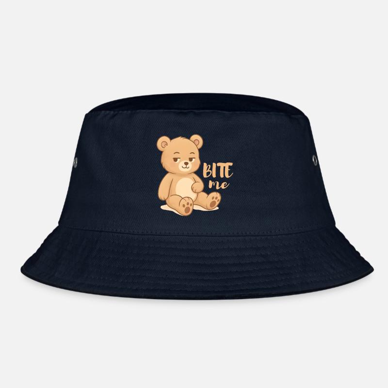 Frecher Teddy-Cutesy Design mit Attitüde - bite me - Bucket Hat - Navy