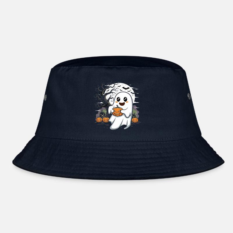 Cute Ghost with Jack-O-Lantern Bucket Hat