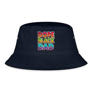 Cool Black Dad Rainbow Design - Bucket Hat - navy - Front