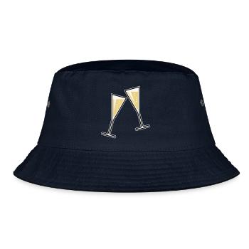2 Sektgläser (Sekt / Trichter / Zu / 3C) - Bucket Hat - Navy - Vorne