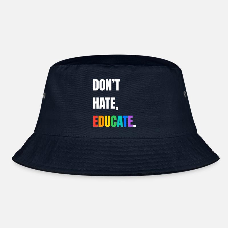 Dont Hate Educate Rainbow Font Bucket Hat