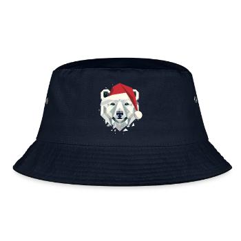 Christmas Polar Bear in Modern Geometric Style - Bucket Hat - navy - Front