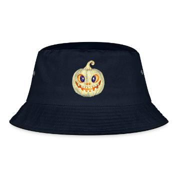 Leuchtende Kürbis Illustration - Bucket Hat - Navy - Vorne