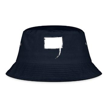 Eckige Sprechblase weiß lang Used-Look - Bucket Hat - Navy - Vorne