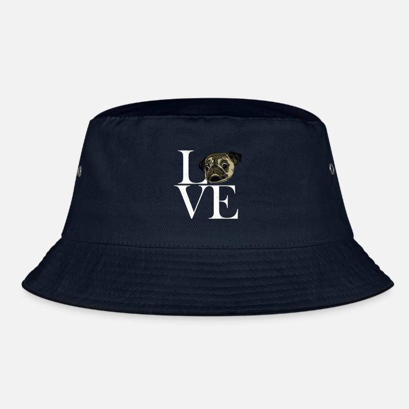Mops white - Bucket Hat - Navy