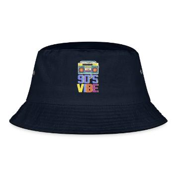 90s 90er Jahre Ghettoblaster Kassette Geschenk - Bucket Hat - Navy - Vorne