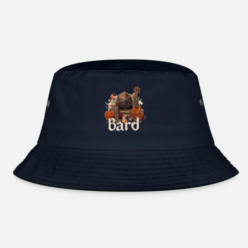Bard with D20 & Items – Fantasy RPG Design - Bucket Hat - navy