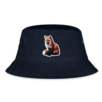 Rotfuchs Illustration Druck - Bucket Hat - Navy - Vorne
