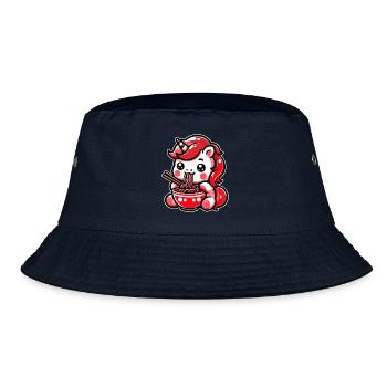 Japanese Kawaii Unicorn Ramen Asian Cuisine - Bucket Hat - navy - Front