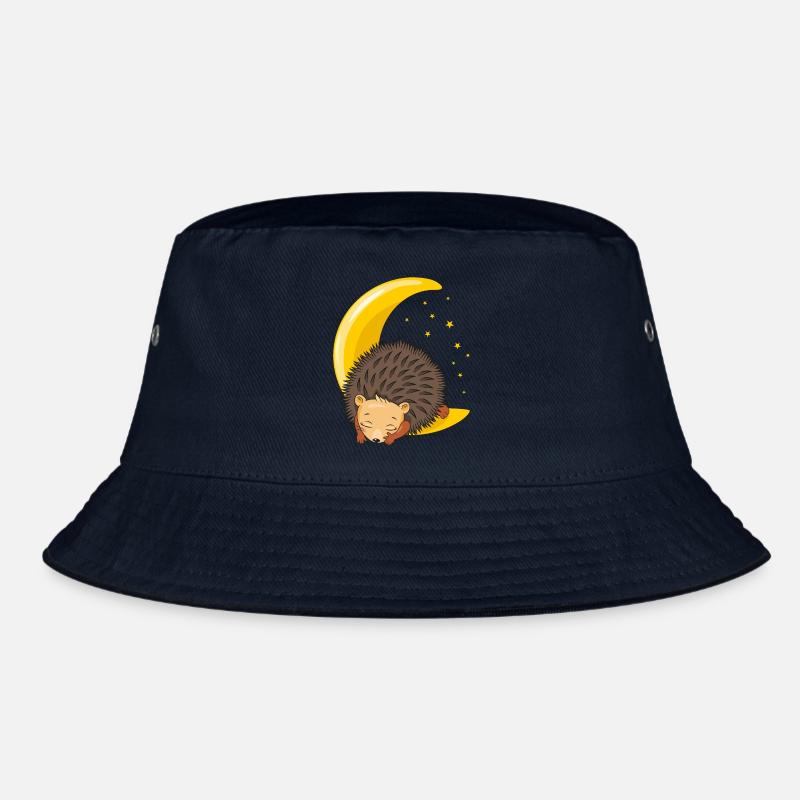 Niedlicher Igel schläft auf dem Mond Bucket Hat