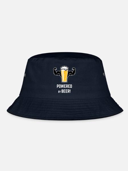 Powered By Beer! (Ale / Muscles / L / 3C) - Bucket Hat - navy - Front