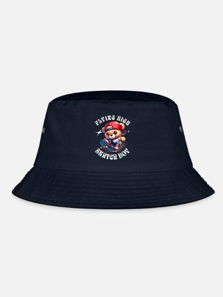 Skater teddy bear on skateboard - Bucket Hat - navy - Front