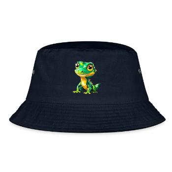 Gecko Polygon – Buntes Tierdesign - Bucket Hat - Navy - Vorne