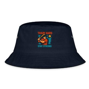 Baseball Train Hard Motivation Sports Training - Bucket Hat - navy - Front