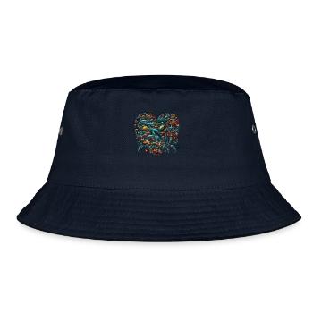 Meerestiere Herzform Ozean Liebe - Bucket Hat - Navy - Vorne