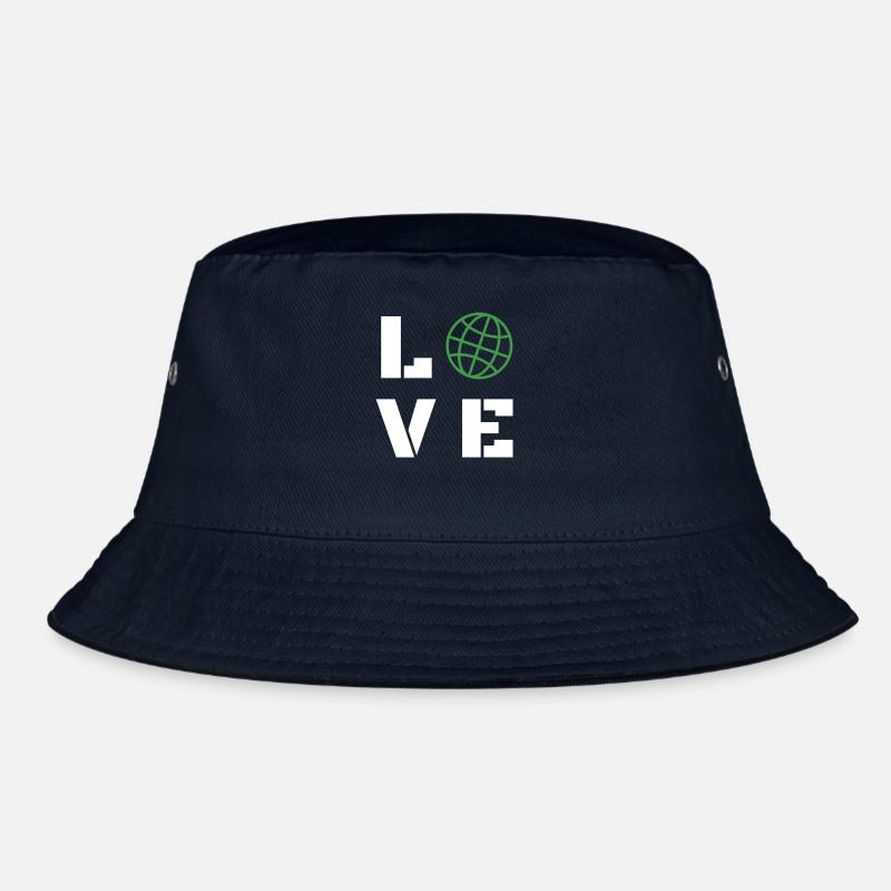 Love Globe Minimalist Typography Graphic Bucket Hat