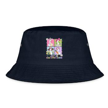 Eierfreudige Gans im Vier Panel - Bucket Hat - Navy - Vorne