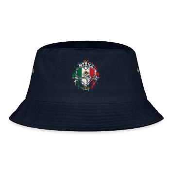 Mexiko Herzflagge Pulse - Bucket Hat - Navy - Vorne
